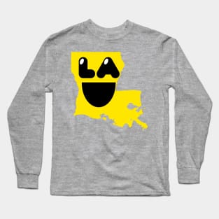 Louisiana States of Happynes- Louisiana Smiling Face Long Sleeve T-Shirt